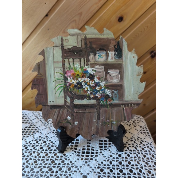 Other - Vtg Hand Painted Saw Blade Cottagecore Flower Country Primative Home Decor